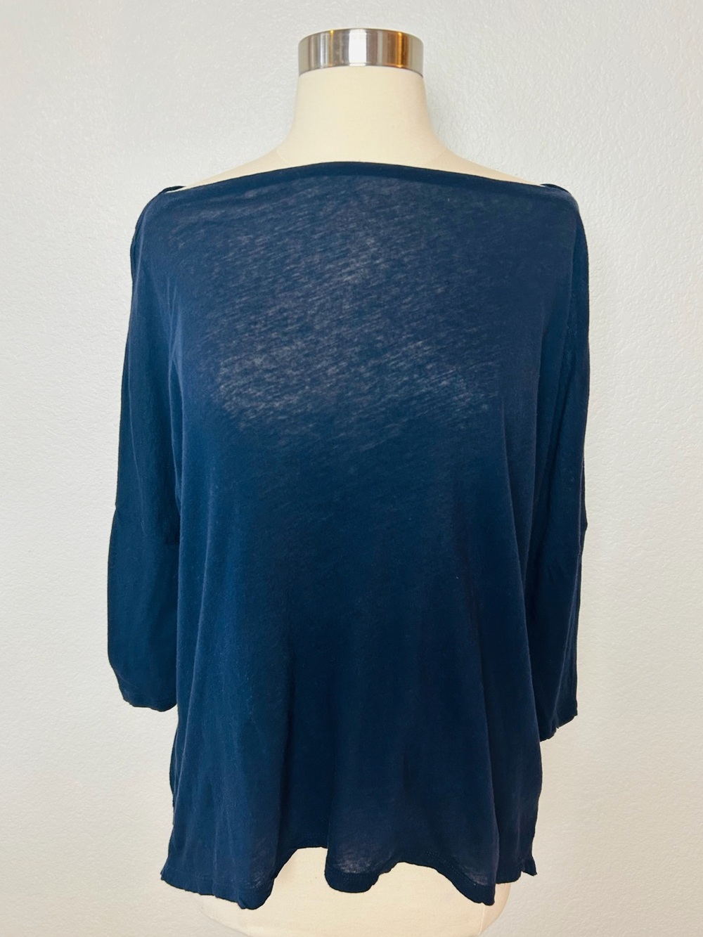 Vince Top Women's XS Black Dolman Sleeve Boat Neck Sheer Asymmetric Bottom Tunic